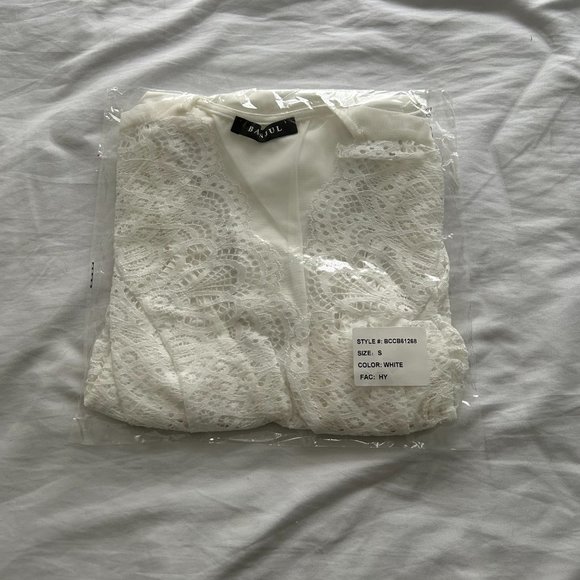 Women's Sexy long-sleeved White Lace Bodysuit Size Small - Picture 3 of 5